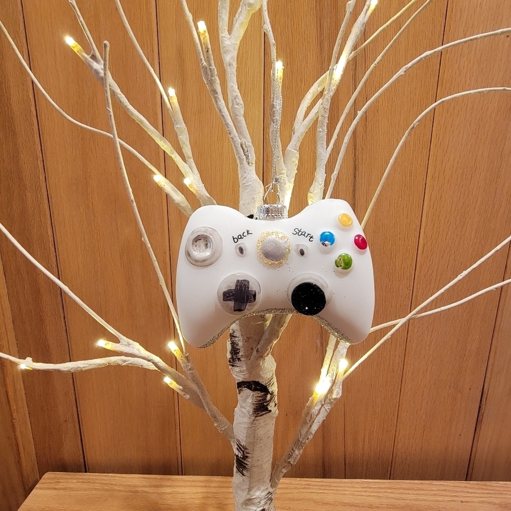 Christmas by Krebs White and Black Video Glass Game Controller Ornament